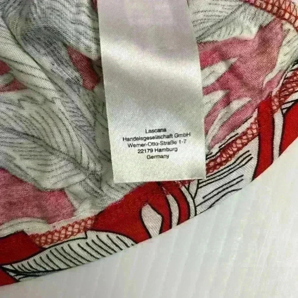 Lascana for Venus Womens XS Red White Floral Cold Shoulder Tunic Flutter Sleeve - Picture 8 of 10